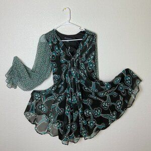 Celia Birtwell Romantic Boho Silk Mini Dress Babbydoll